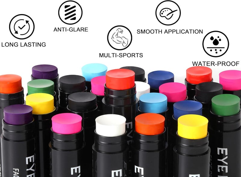 Wismee Eye Black Stick, 12pcs Multi-Colors Anti-Glare Under Eye Black Sports Grease Stick Set for Baseball Softball Soccer Lacrosse Hockey Athletes Sports Training, Sweat-Proof & Long Lasting - Image 4